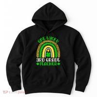 One Lucky 3rd Grade Teacher Leopard Rainbow St. Patricks Hoodie thumb 0