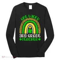 One Lucky 3rd Grade Teacher Leopard Rainbow St. Patricks Long Sleeve Shirt thumb 0