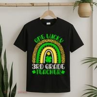 One Lucky 3rd Grade Teacher Leopard Rainbow St. Patricks T-Shirt thumb 2
