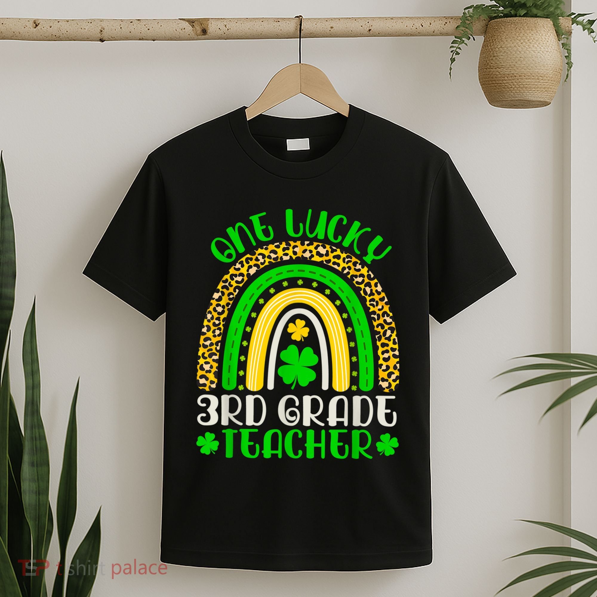 One Lucky 3rd Grade Teacher Leopard Rainbow St. Patricks T-Shirt