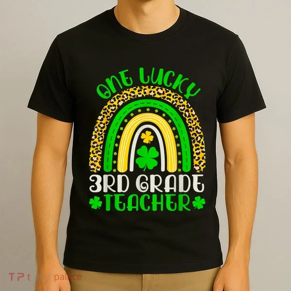 One Lucky 3rd Grade Teacher Leopard Rainbow St. Patricks T-Shirt