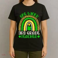 One Lucky 3rd Grade Teacher Leopard Rainbow St. Patricks T-Shirt thumb 4