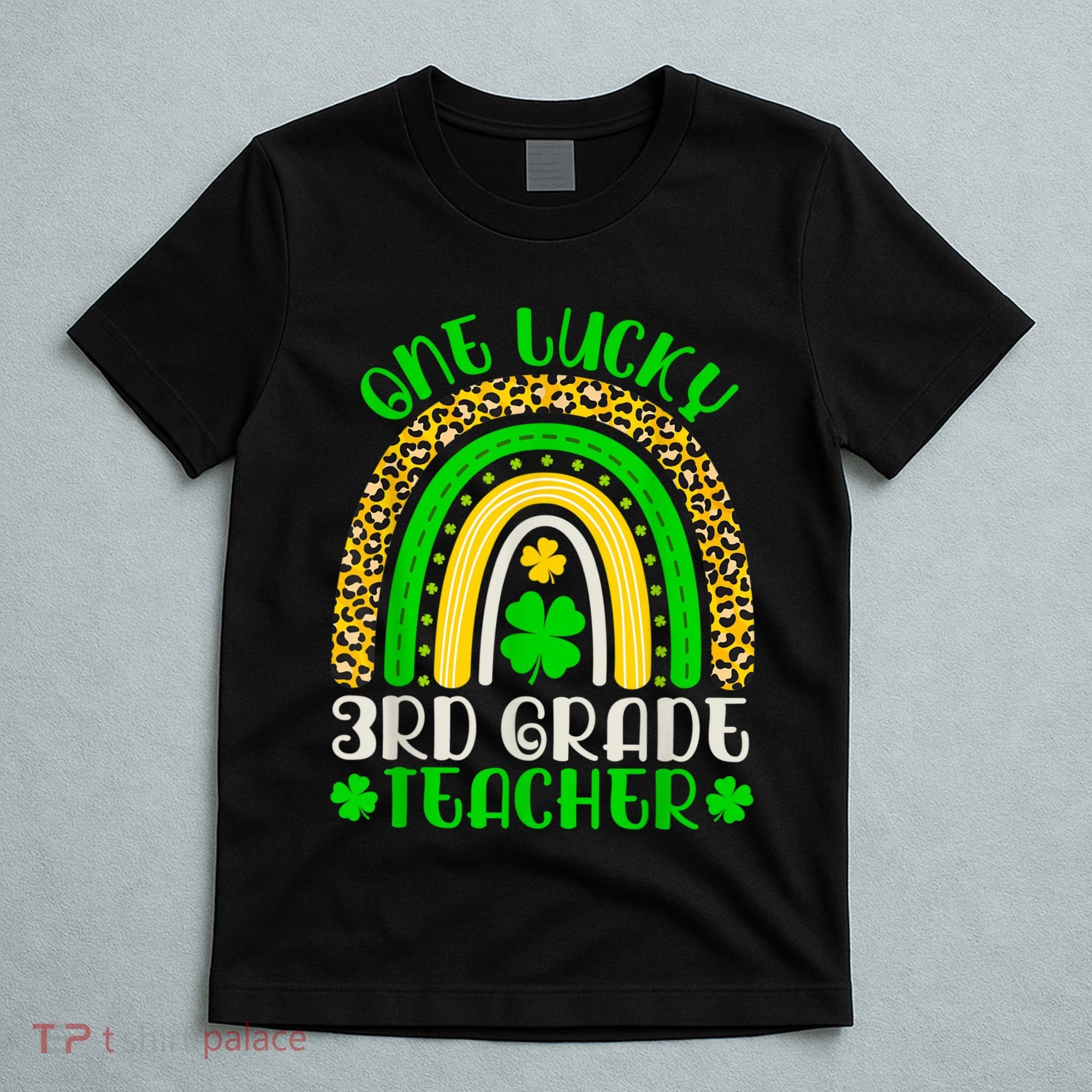 One Lucky 3rd Grade Teacher Leopard Rainbow St. Patricks T-Shirt