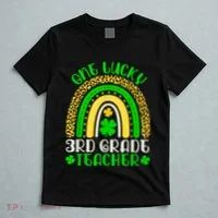 One Lucky 3rd Grade Teacher Leopard Rainbow St. Patricks T-Shirt thumb 5
