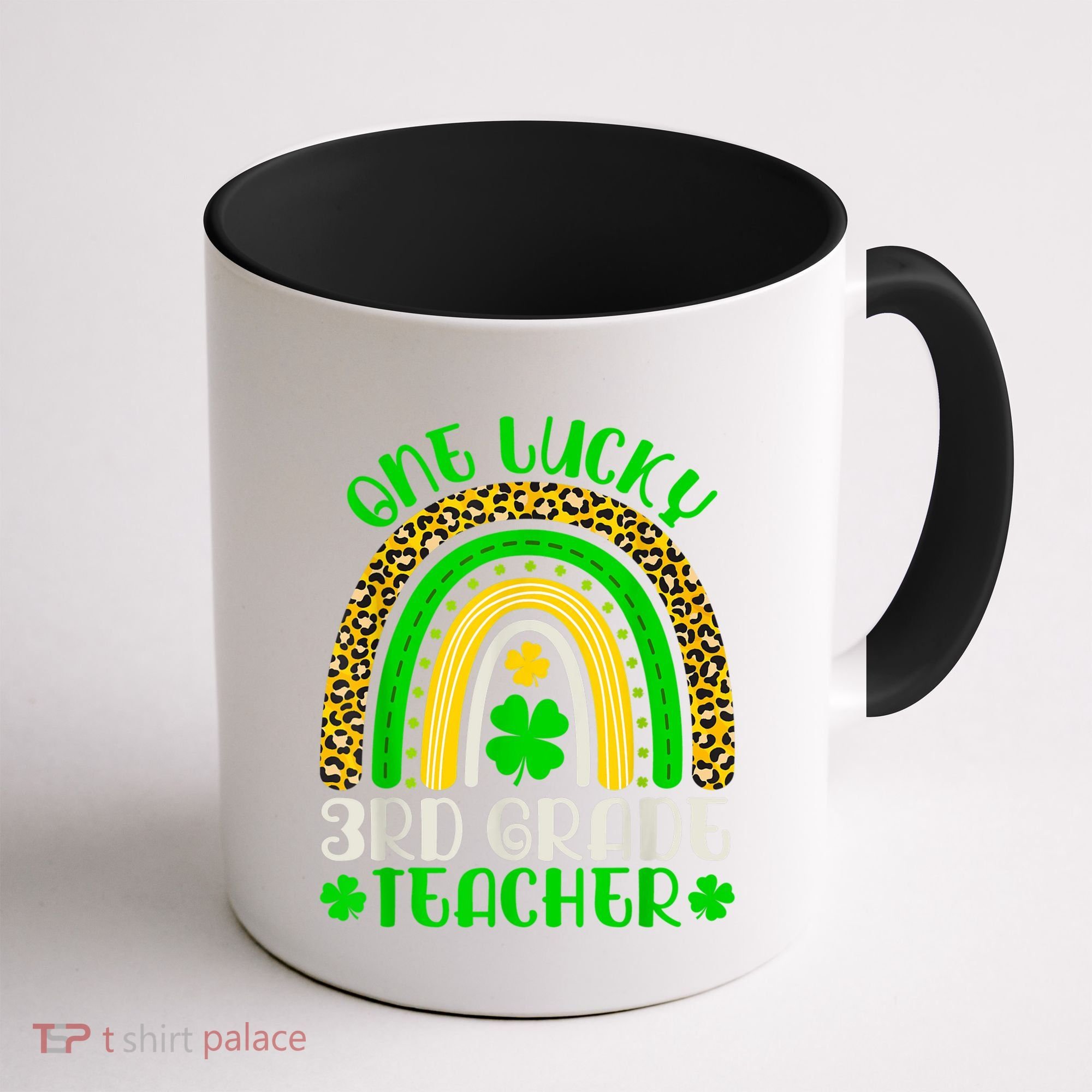 One Lucky 3rd Grade Teacher Leopard Rainbow St. Patricks Coffee Mug