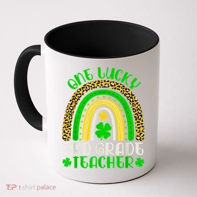 One Lucky 3rd Grade Teacher Leopard Rainbow St. Patricks Coffee Mug