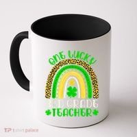 One Lucky 3rd Grade Teacher Leopard Rainbow St. Patricks Coffee Mug thumb 0