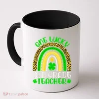 One Lucky 3rd Grade Teacher Leopard Rainbow St. Patricks Coffee Mug thumb 0