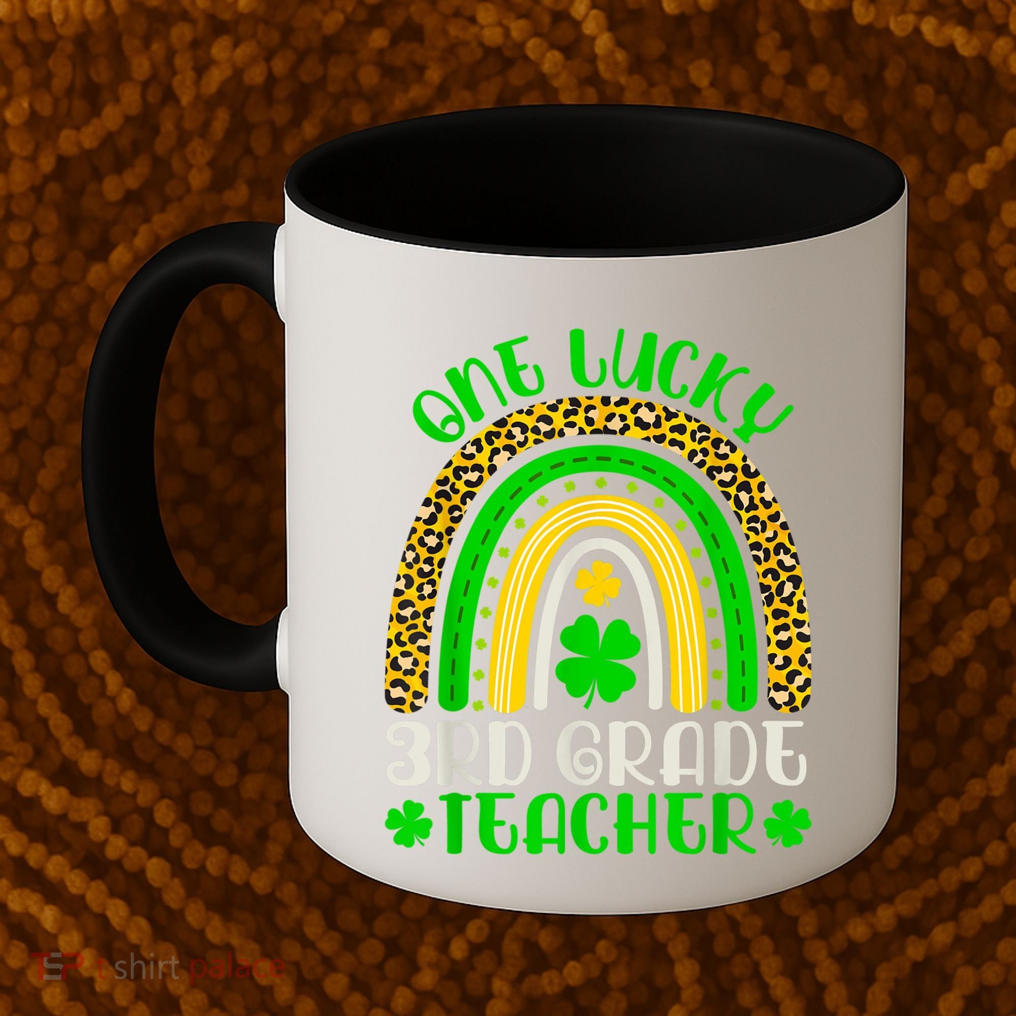One Lucky 3rd Grade Teacher Leopard Rainbow St. Patricks Coffee Mug