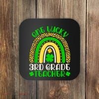 One Lucky 3rd Grade Teacher Leopard Rainbow St. Patricks Coaster thumb 0