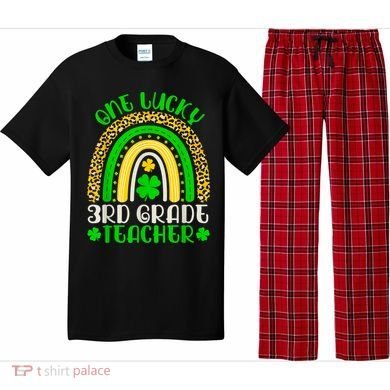 One Lucky 3rd Grade Teacher Leopard Rainbow St. Patricks Pajama Set