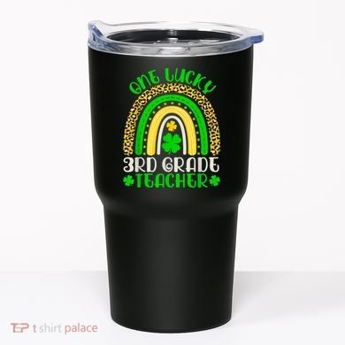 One Lucky 3rd Grade Teacher Leopard Rainbow St. Patricks Tumbler