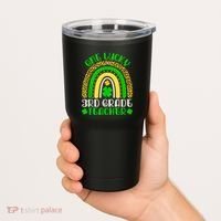 One Lucky 3rd Grade Teacher Leopard Rainbow St. Patricks Tumbler thumb 2