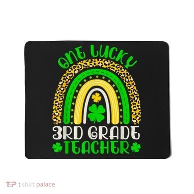 One Lucky 3rd Grade Teacher Leopard Rainbow St. Patricks Mousepad
