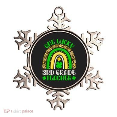 One Lucky 3rd Grade Teacher Leopard Rainbow St. Patricks Ornament