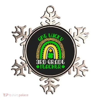 One Lucky 3rd Grade Teacher Leopard Rainbow St. Patricks Ornament