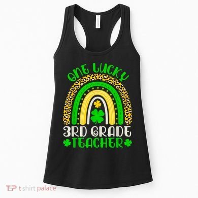 One Lucky 3rd Grade Teacher Leopard Rainbow St. Patricks Women's Tank Top