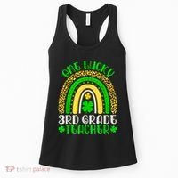 One Lucky 3rd Grade Teacher Leopard Rainbow St. Patricks Women's Tank Top thumb 0