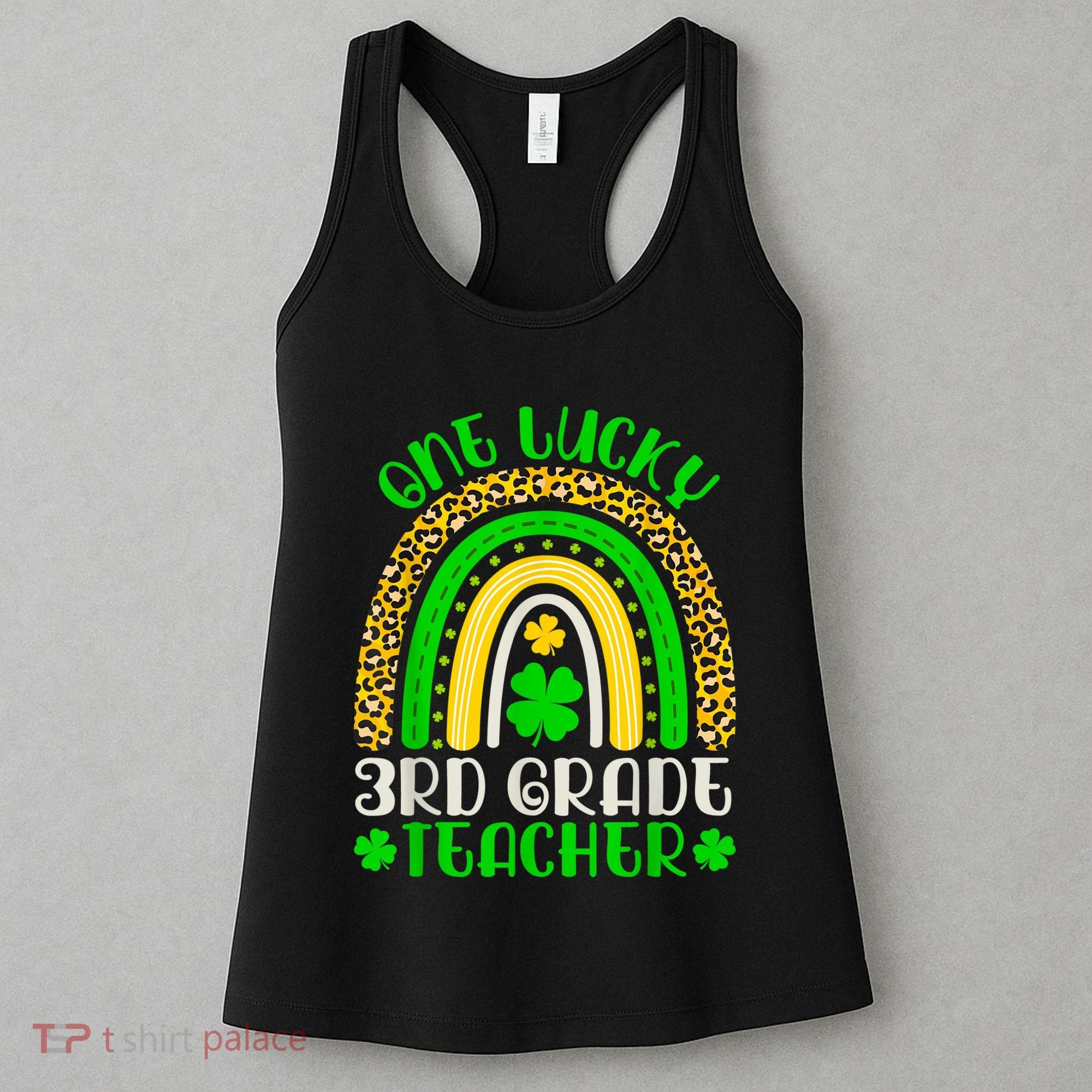 One Lucky 3rd Grade Teacher Leopard Rainbow St. Patricks Women's Tank Top