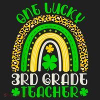 One Lucky 3rd Grade Teacher Leopard Rainbow St. Patricks Hat thumb 2