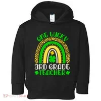 One Lucky 3rd Grade Teacher Leopard Rainbow St. Patricks Toddler Hoodie thumb 0