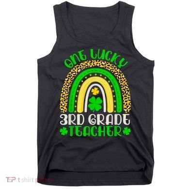 One Lucky 3rd Grade Teacher Leopard Rainbow St. Patricks Tank Top