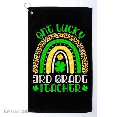 One Lucky 3rd Grade Teacher Leopard Rainbow St. Patricks Golf Towel