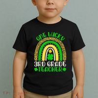 One Lucky 3rd Grade Teacher Leopard Rainbow St. Patricks Toddler T-Shirt thumb 2
