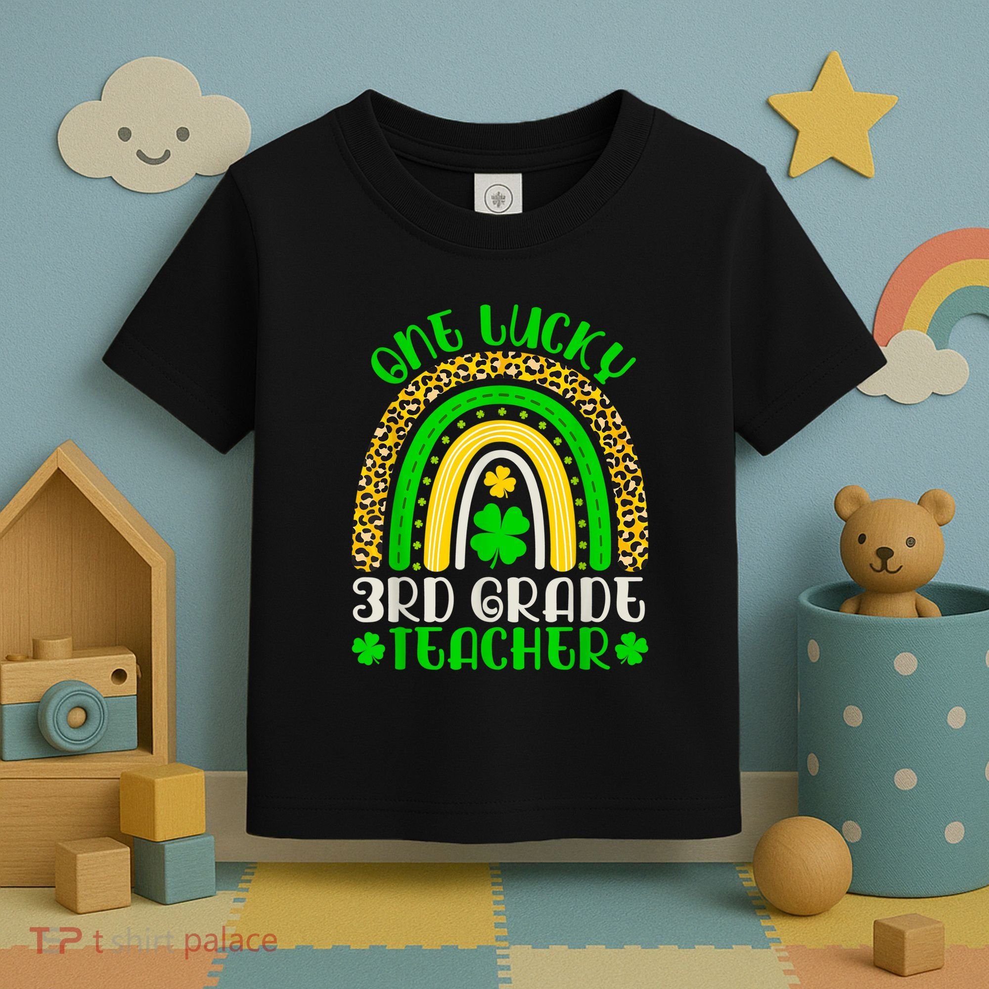 One Lucky 3rd Grade Teacher Leopard Rainbow St. Patricks Toddler T-Shirt