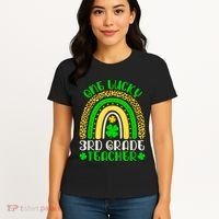 One Lucky 3rd Grade Teacher Leopard Rainbow St. Patricks Women's T-Shirt thumb 4