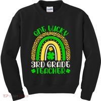 One Lucky 3rd Grade Teacher Leopard Rainbow St. Patricks Kids Sweatshirt thumb 0