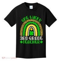 One Lucky 3rd Grade Teacher Leopard Rainbow St. Patricks Kids T-Shirt thumb 0