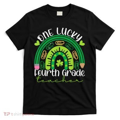One Lucky 4th Grade Teacher Rainbow St Patrick Day Women T-Shirt