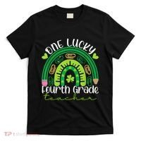 One Lucky 4th Grade Teacher Rainbow St Patrick Day Women T-Shirt thumb 0