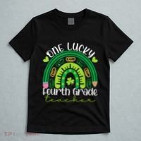 One Lucky 4th Grade Teacher Rainbow St Patrick Day Women T-Shirt thumb 5