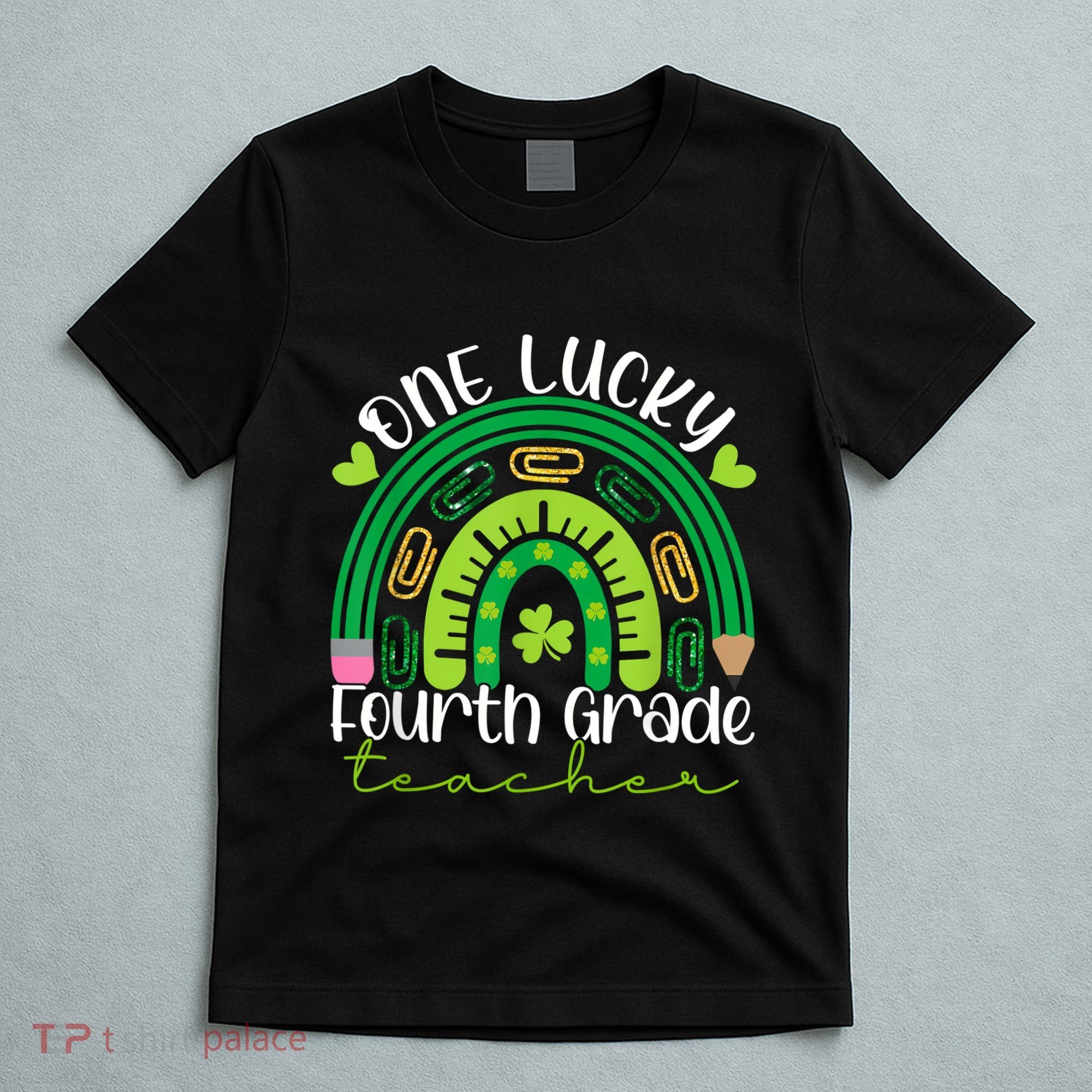 One Lucky 4th Grade Teacher Rainbow St Patrick Day Women T-Shirt
