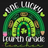 One Lucky 4th Grade Teacher Rainbow St Patrick Day Women Coaster thumb 2