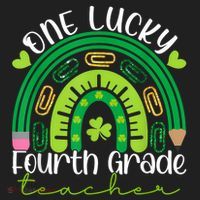 One Lucky 4th Grade Teacher Rainbow St Patrick Day Women Tumbler thumb 3