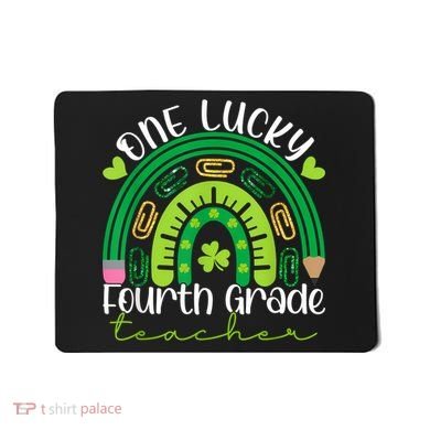 One Lucky 4th Grade Teacher Rainbow St Patrick Day Women Mousepad