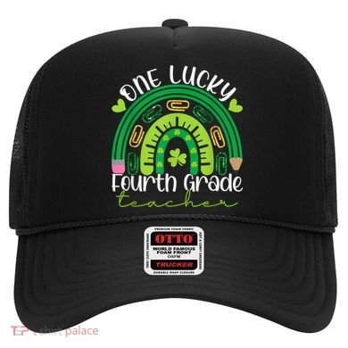 One Lucky 4th Grade Teacher Rainbow St Patrick Day Women Hat