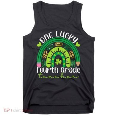 One Lucky 4th Grade Teacher Rainbow St Patrick Day Women Tank Top