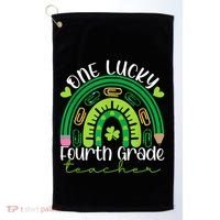 One Lucky 4th Grade Teacher Rainbow St Patrick Day Women Golf Towel thumb 0