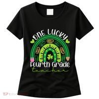 One Lucky 4th Grade Teacher Rainbow St Patrick Day Women Women's T-Shirt thumb 0