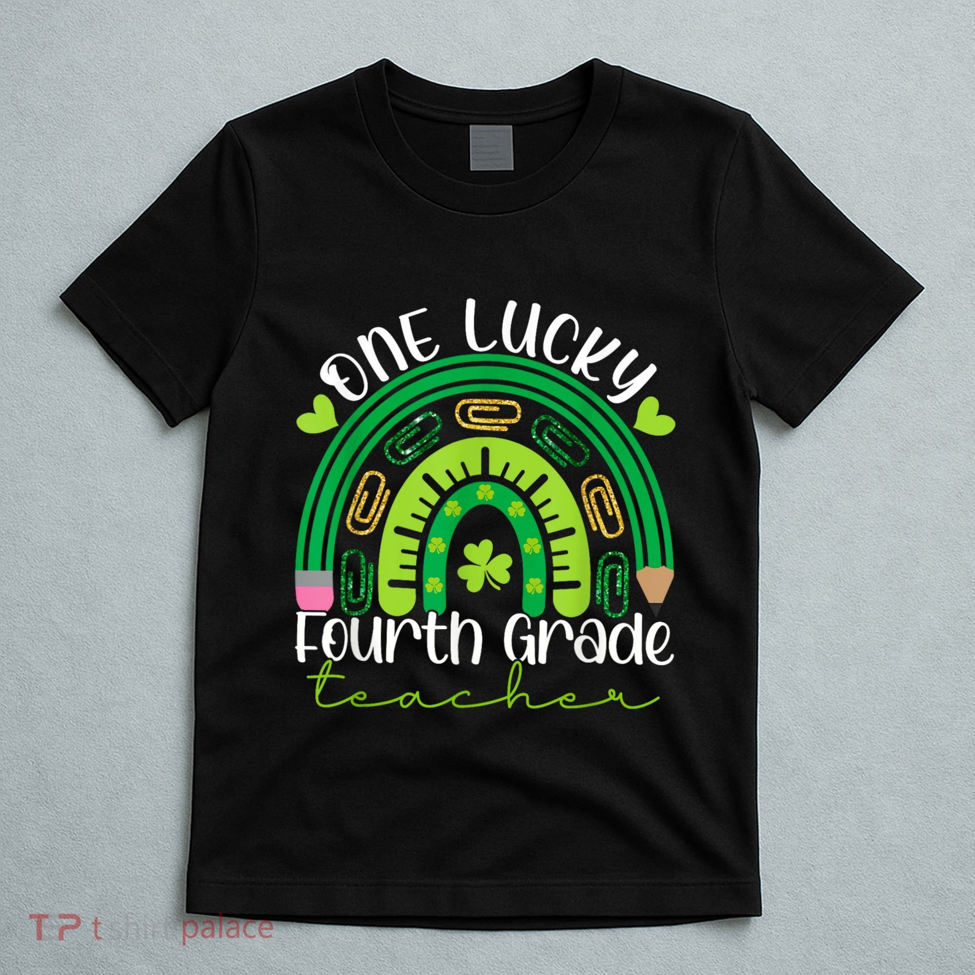 One Lucky 4th Grade Teacher Rainbow St Patrick Day T-Shirt