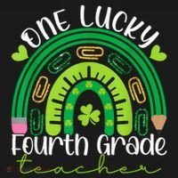 One Lucky 4th Grade Teacher Rainbow St Patrick Day Backpack thumb 2