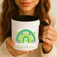 One Lucky 4th Grade Teacher Rainbow St Patrick Day Coffee Mug thumb 3