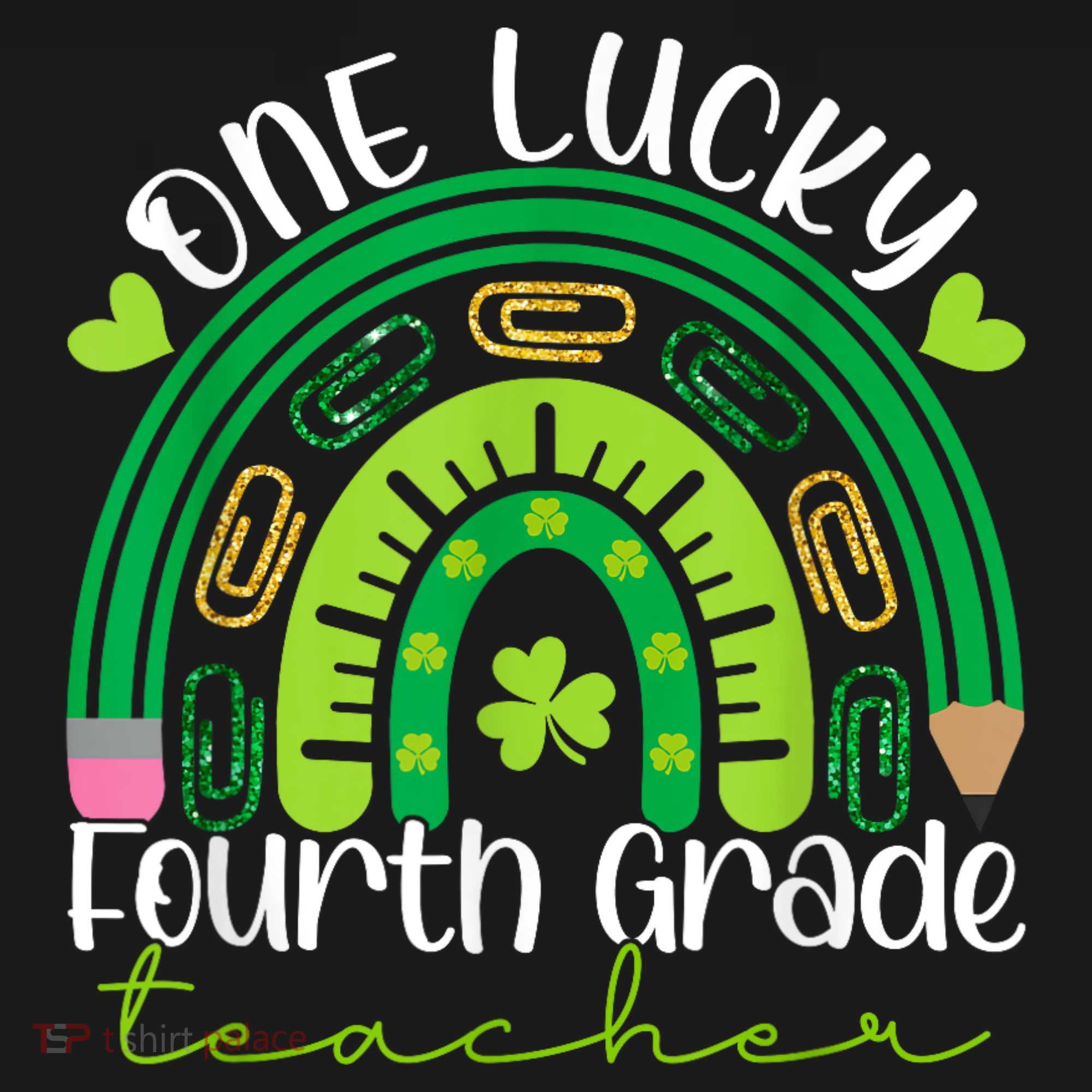 One Lucky 4th Grade Teacher Rainbow St Patrick Day Polo