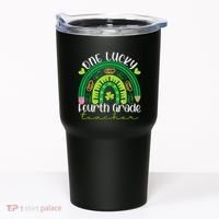 One Lucky 4th Grade Teacher Rainbow St Patrick Day Tumbler thumb 0