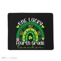 One Lucky 4th Grade Teacher Rainbow St Patrick Day Mousepad thumb 0