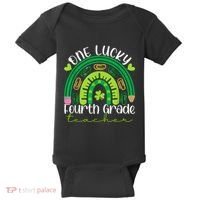 One Lucky 4th Grade Teacher Rainbow St Patrick Day Baby Bodysuit thumb 0